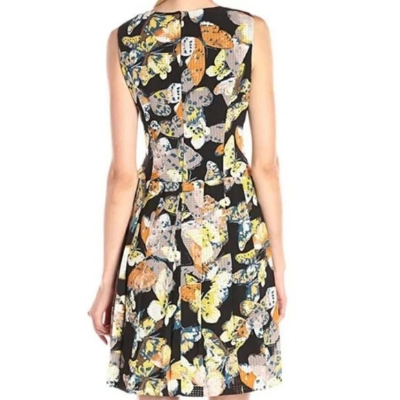 Nine West Dress‎ Size 12 Butterfly Sleeveless V Neck Drop Waist Short Pleated - Picture 3 of 11